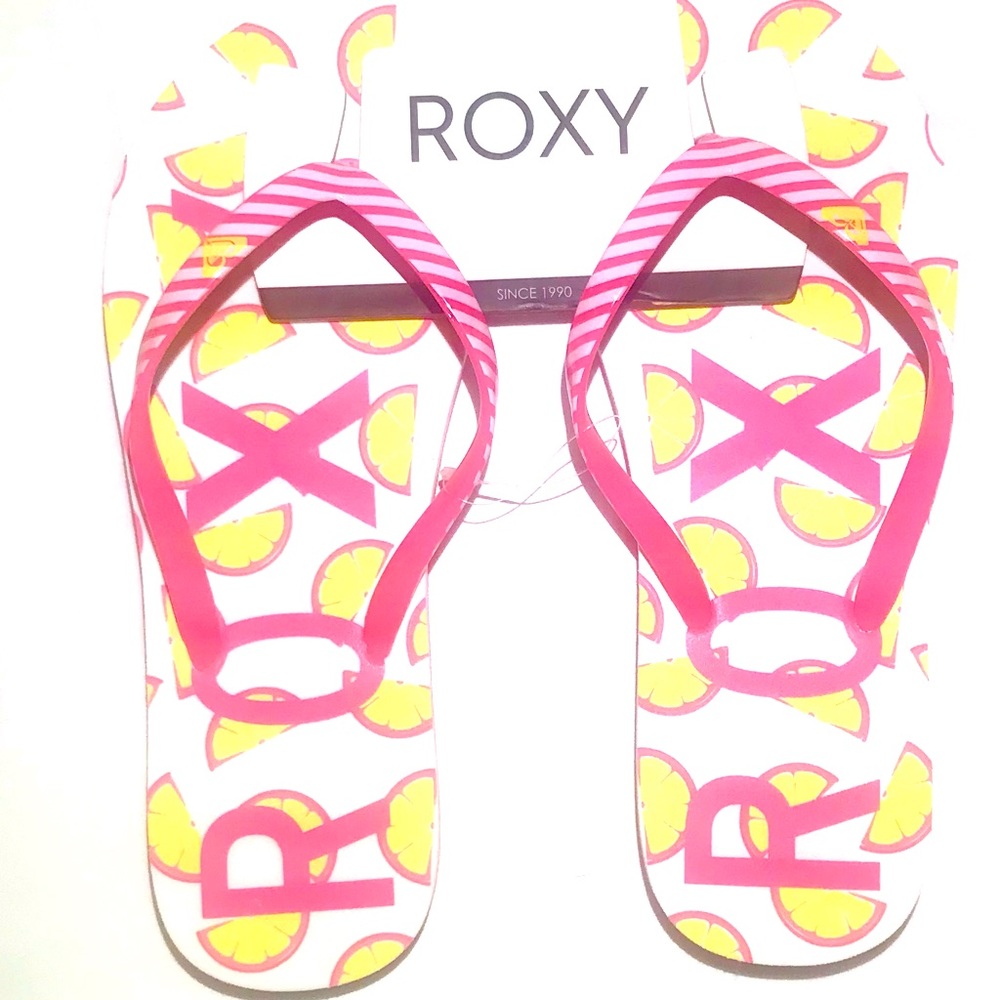 Women’s Roxy Beach Flip Flops Pink/Yellow 🍋